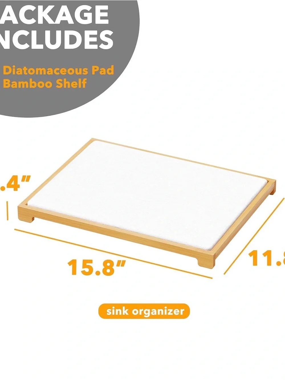 SpaceAid Bamboo Rack Dish Pad, Instant Dry Diatomaceous Earth Mat